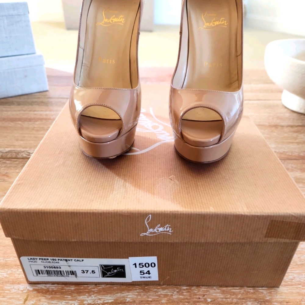 Christian louboutin lady peep 150 Nude Patent